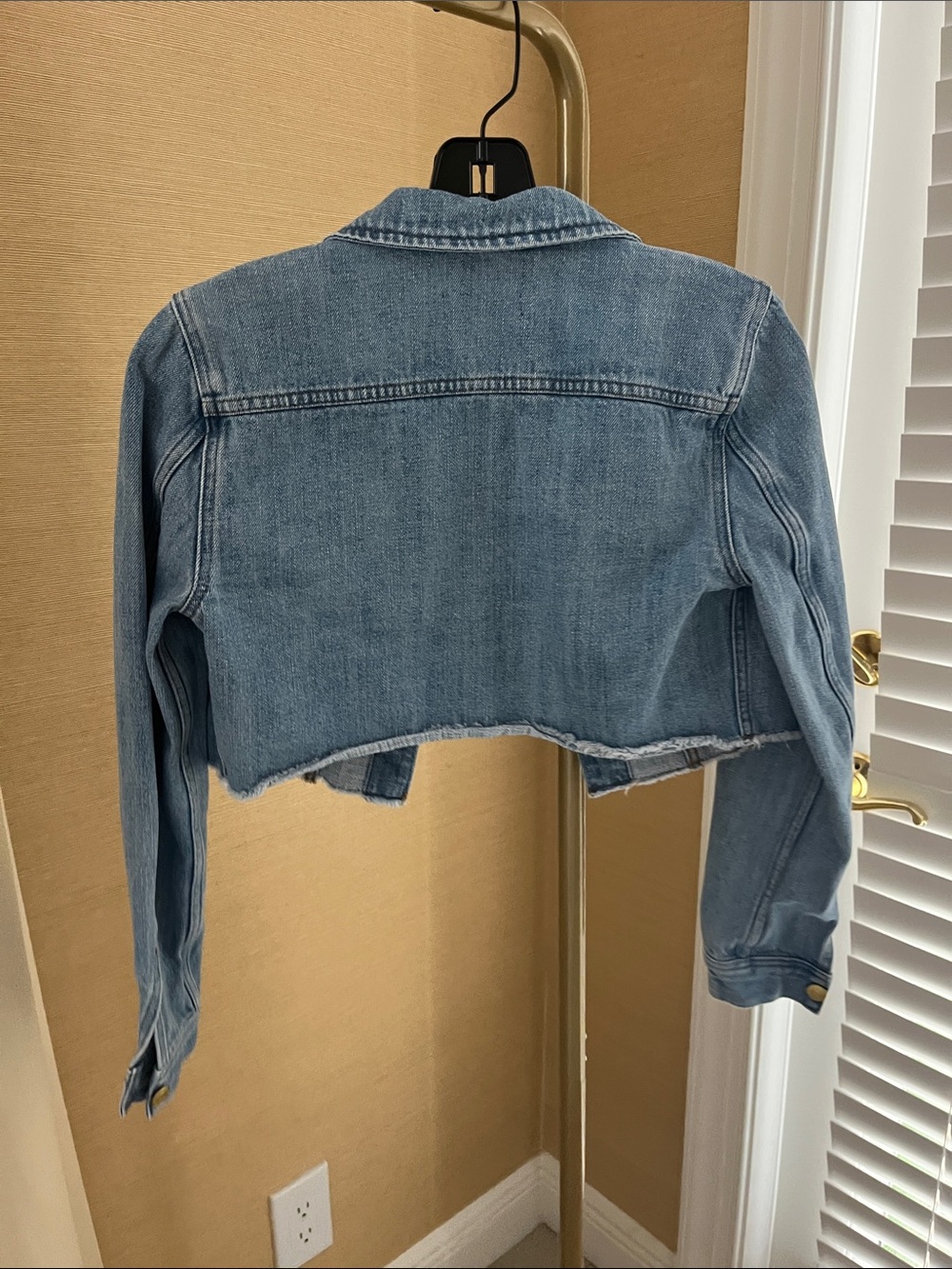 J. Crew Light Blue Cropped Denim Jacket with Frayed Hem - Picture 3 of 3